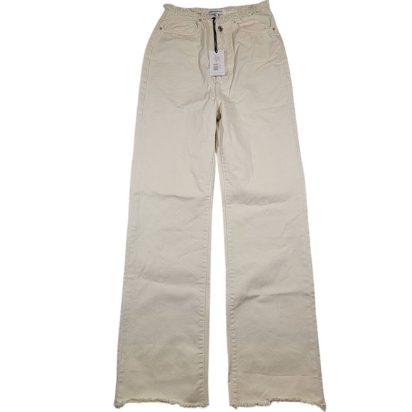WeWoreWhat Denim - NWT‎ WeWoreWhat Women's Frayed WB Straight Sz 27 Twill Denim Classic White